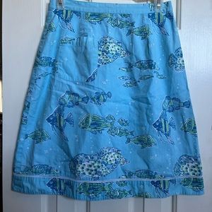 Lilly Pulitzer  white label cotton skirt “  Blue fish”